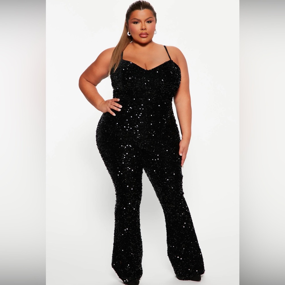 Party All Night Sequin Jumpsuit- All Black